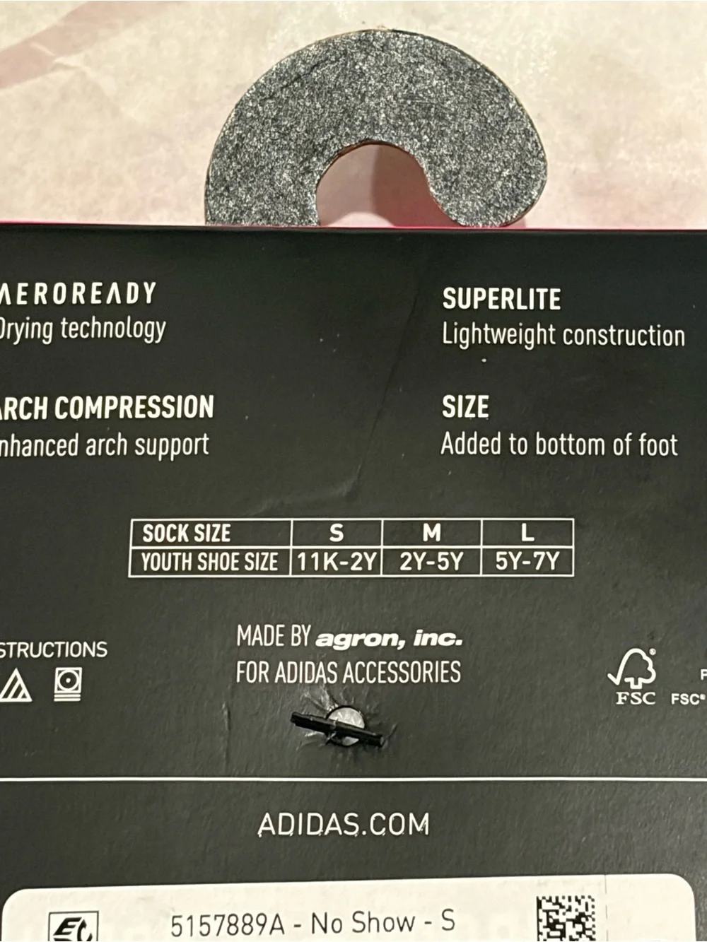 adidas Girls Superlite Aeroready Arch Compression No-Show Socks 6 Pairs 11K-2Y